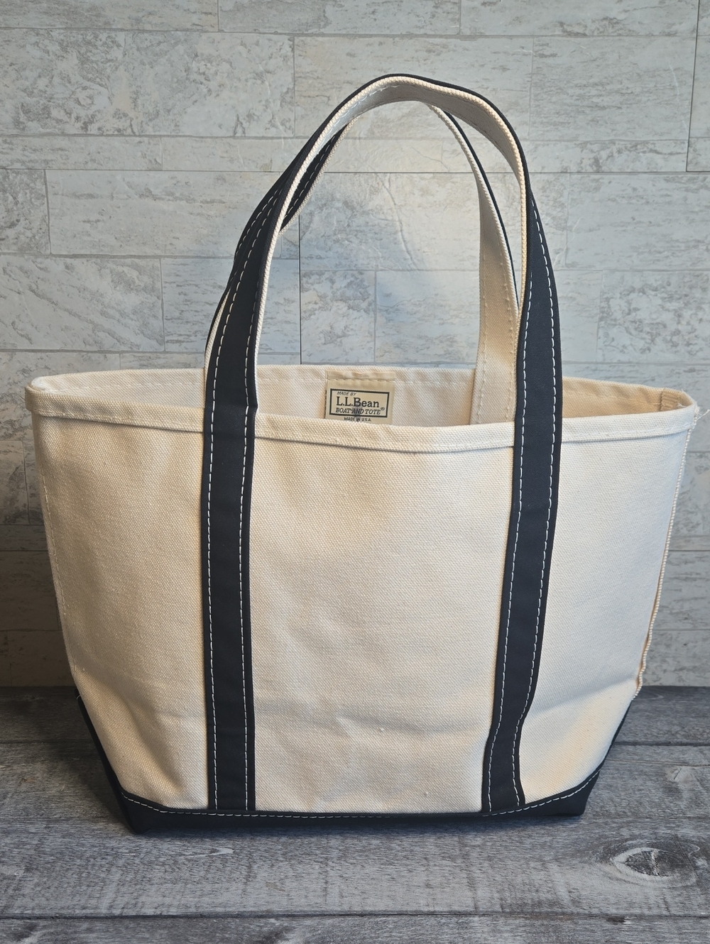 L.L. Bean Boat And Tote Canvas Black Medium Regular Handles